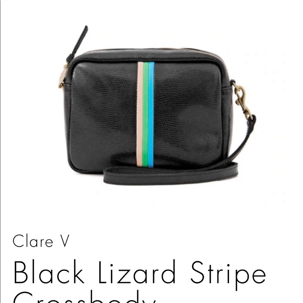 Brand NWOT Clare V Black Lizard Stripe Crossbody